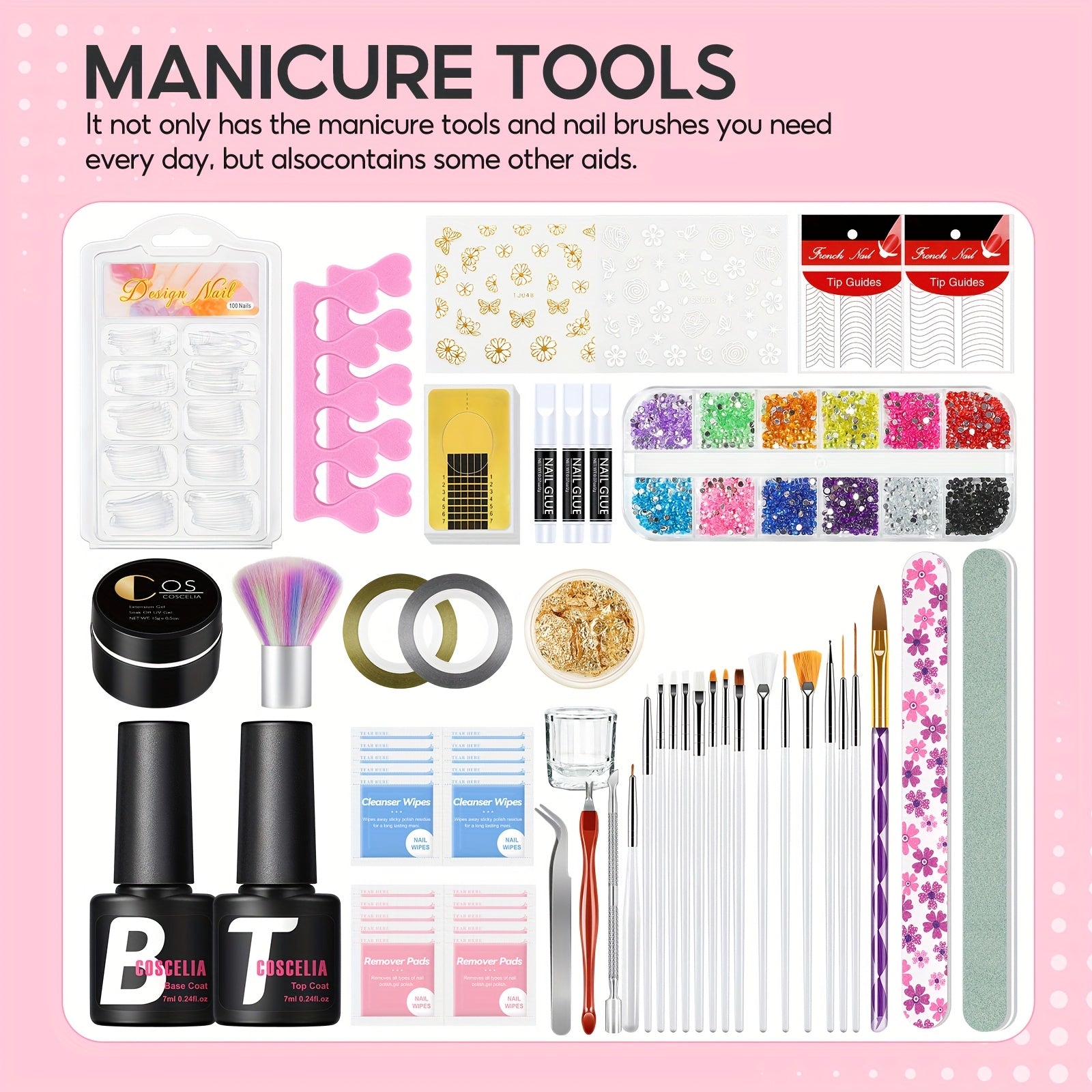 COSCELA Acrylic Powder Kit Nail Art Glitter Powder Gel Nail Polish Kit with Nail Drill And Nail Lamp Acrylic Liquid Manicure Tools Set Nail Extension Acrylic Nail Accessories Kit Valentine's Day Gift