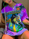 Figure & Sun Print Tie Dye T-Shirt, Casual Short Sleeve T-Shirt For Spring & Summer, Women's Clothing