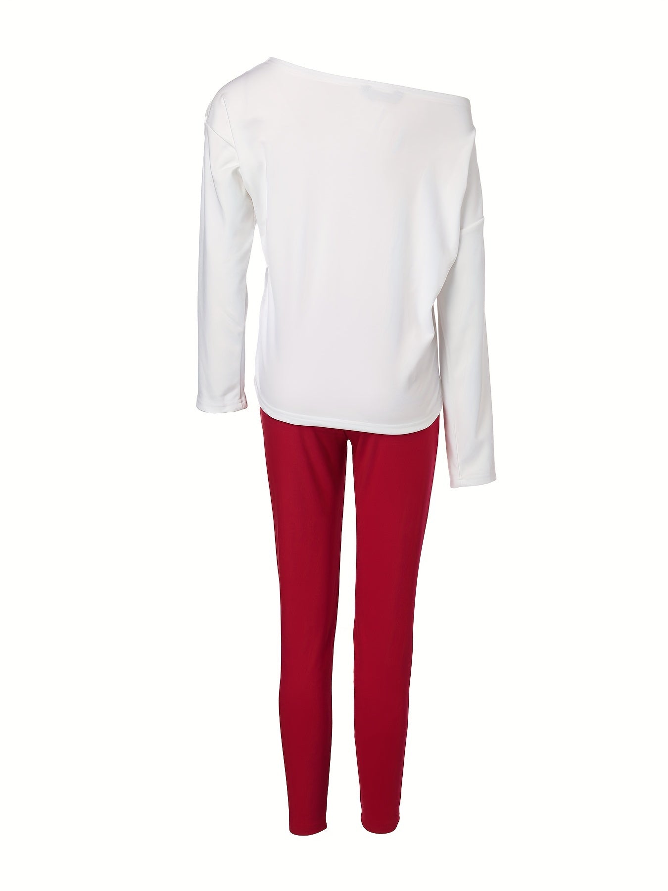 Two-piece Set: Nope Not Today Print Long Sleeve Top & Solid Drawstring Pants Outfits for Women, Casual Spring & Fall Clothing