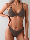 Women's Two-Piece Bikini Set – Chic Bra Top & Bottom with Adjustable Straps, Solid Color Swimwear for Beach & Pool
