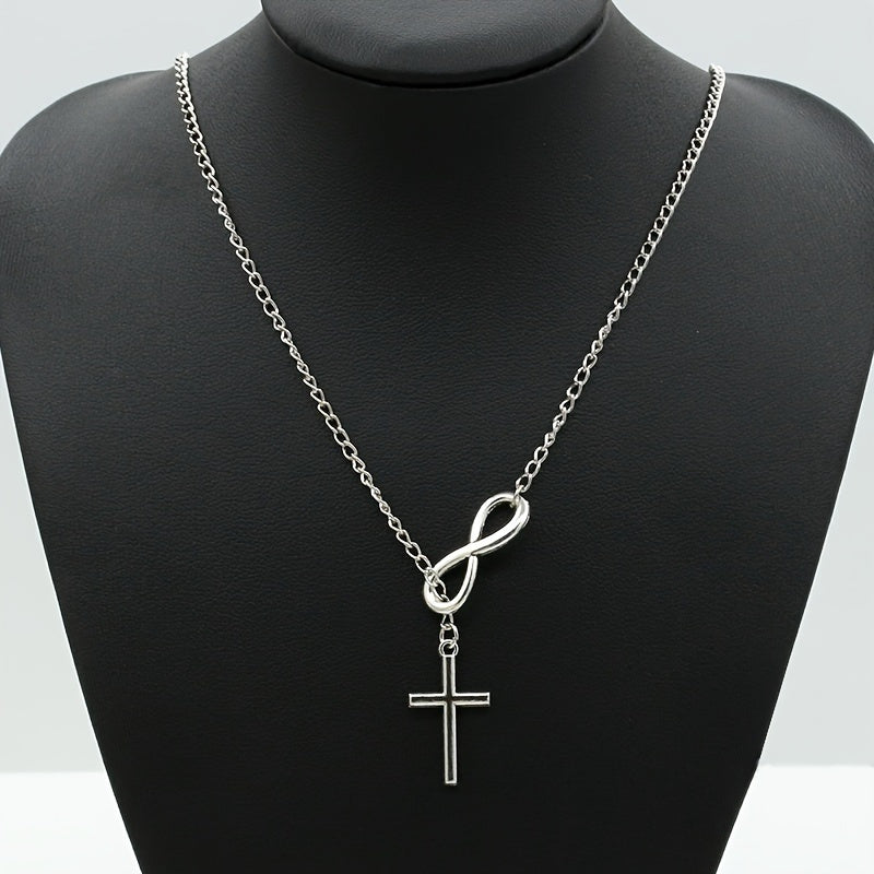 Minimalist Lucky 8-character Cross Short Necklace Jewelry