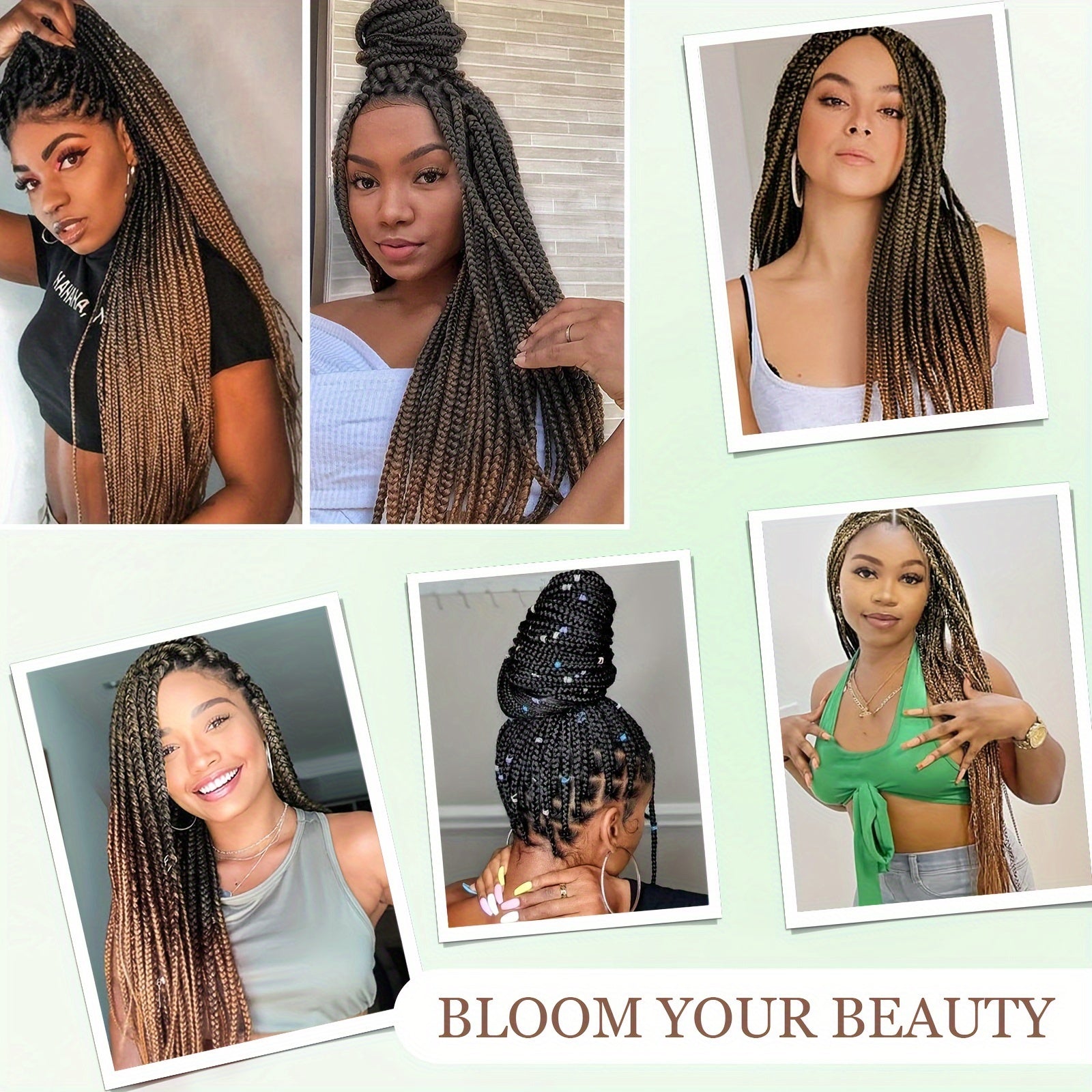 28" Knotless Braided Wigs for Women Box Braids Lace Frontal Wig with Full Double Lace Front Braid Wig Blended Ombre Brown Hand Braid Wigs