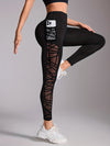 Women's High-Waist Slimming Yoga Leggings with Mesh Panels - Stretchy, Non-See-Through Activewear Pants for Fitness & Running, Breathable Polyester-Elastane Blend, Hand-Washable