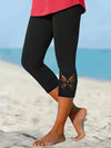 Butterfly-Shaped Hollow Cropped Leggings: Stretchy Skinny Leggings for Women