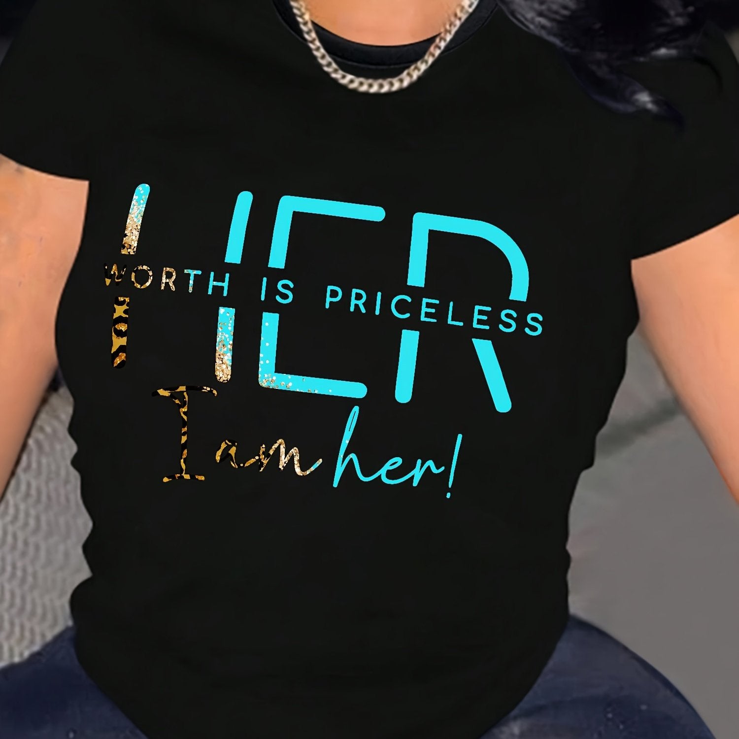 Women's Breathable Letter Print T-Shirt - Soft, Stretchy Crew Neck with Short Sleeves for Casual Spring & Summer Wear, YOUNG Style, Spring/Summer/Autumn