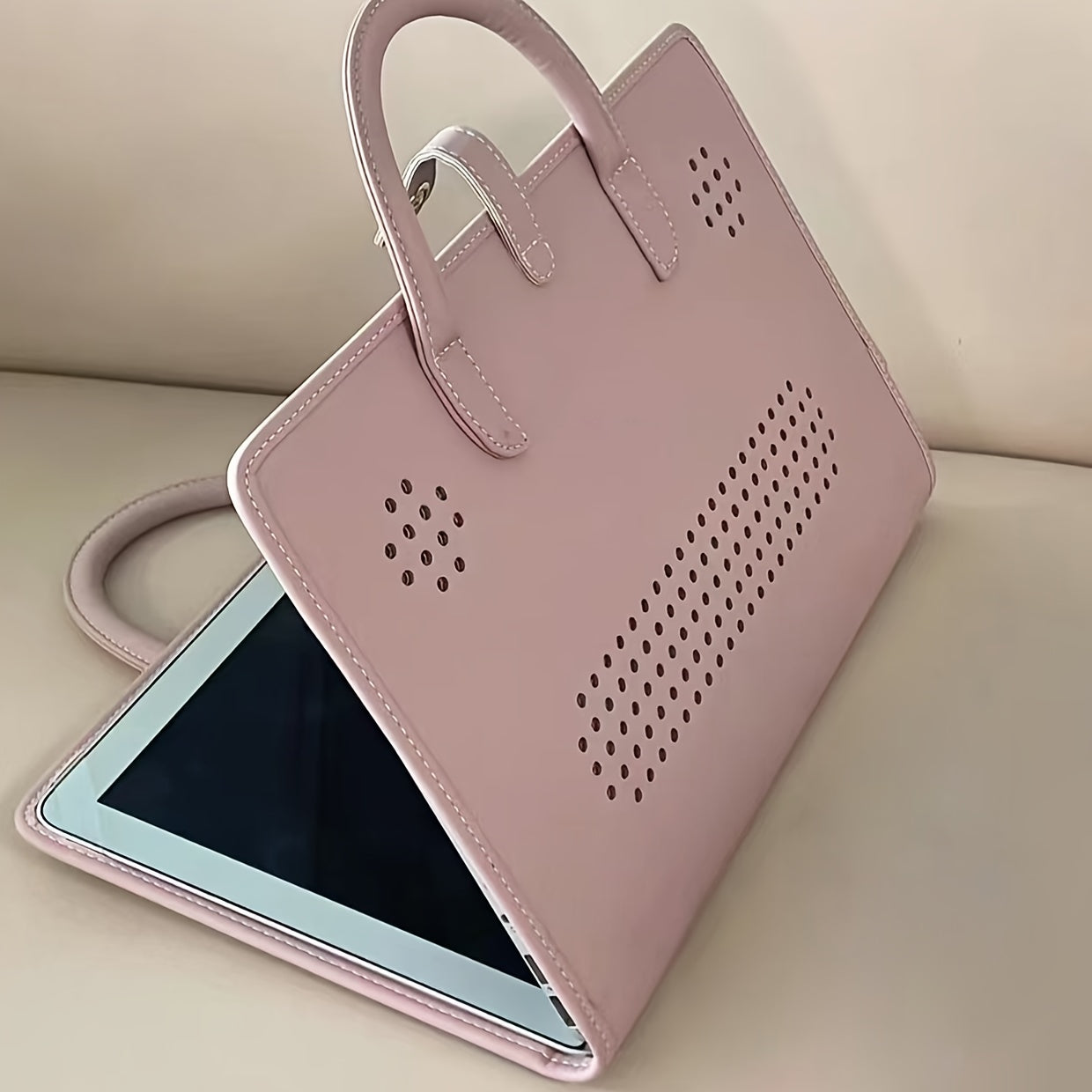 1 Pink PU Leather Laptop Tote Bag with Personalized Name, Floral Pattern, Magnetic Flap Closure, Portable Briefcase for Office and School