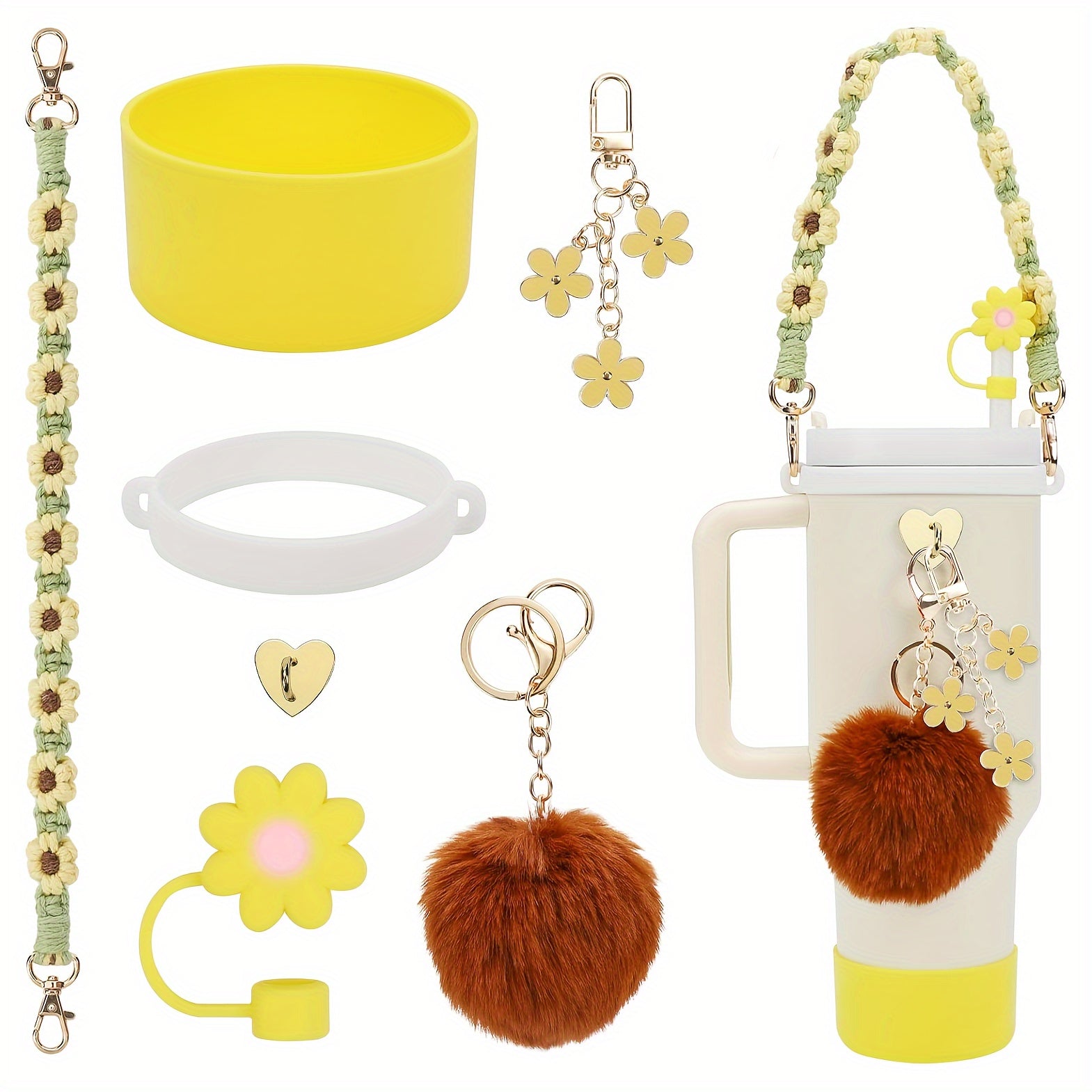 Stanley Cup Accessories Set: Handle Strap, Sleeve, Straw Cover & Charms for 40oz & 30oz Insulated Cups