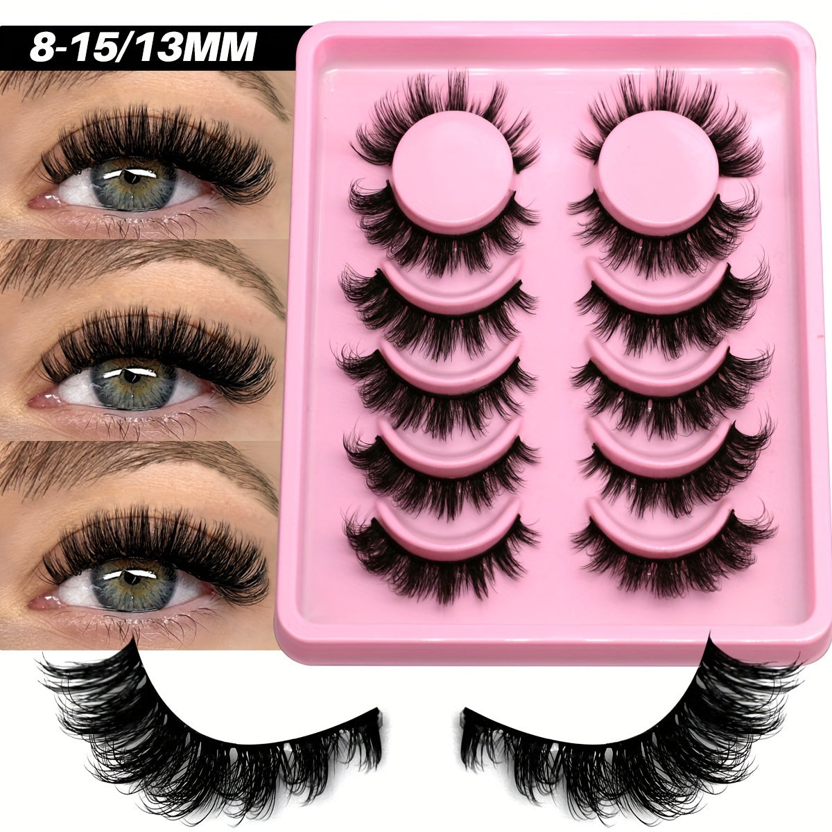 GROINNEYA 6/10 Pairs Manga Lashes Faux Mink Eyelashes Cat Eye Eyelashes Natural Full False Eyelashes Volumized Eyelash Extension Travel Essentials Makeup Tool