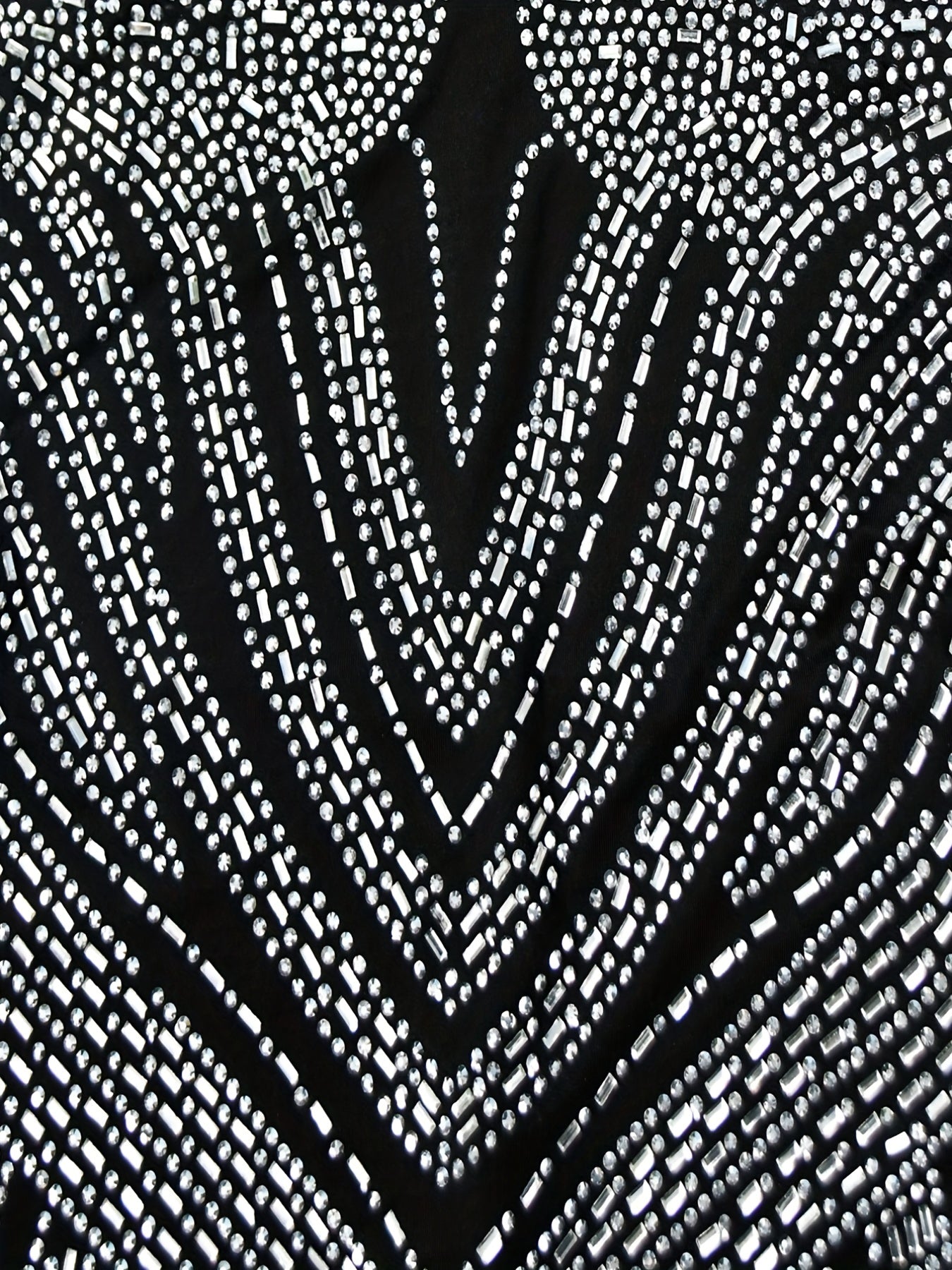 Rhinestone Semi-Sheer Dress, Sexy High Neck Long Sleeve Bodycon Party Dress, Women's Clothing