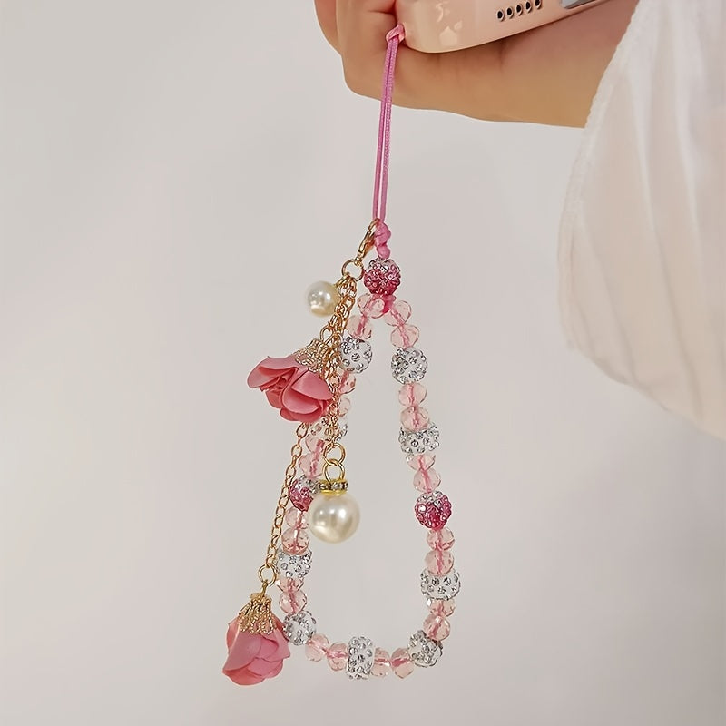 Fashionable Universal Phone Accessory With A Short Crystal Chain, Pure Phone Case, Pendant, And Wrist Strap