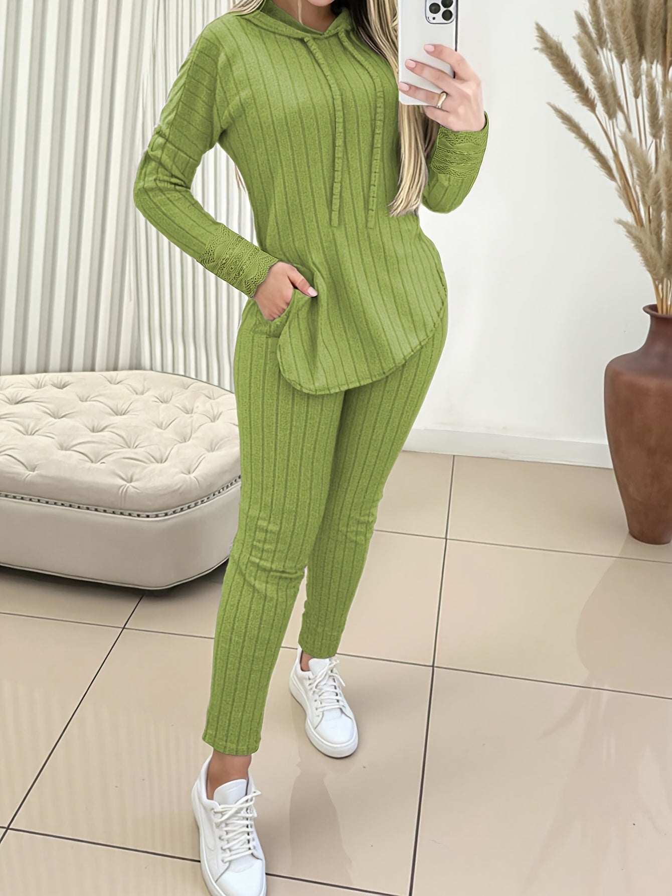 Elegant Directional Women'S Casual Hoodie And Pants Set