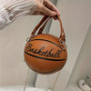 Stylish Women's Basketball Crossbody Bag - Chic PU Shoulder Bag with Zip Closure, Polyester Lining, Perfect for Sports Enthusiasts, Basketball Messenger Mini Round Bag PU Clutch, Suitable for Dates, Work, Vacation, Parties, C