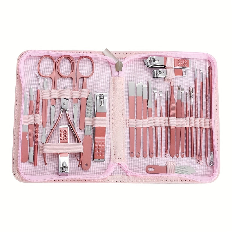 Ladies Manicure Set Professional Set Nail Clipper Pedicure Set - 30in1 Stainless Steel Manicure Set, Beauty Nail Care Set With Luxury Organizing Box Rose Golden