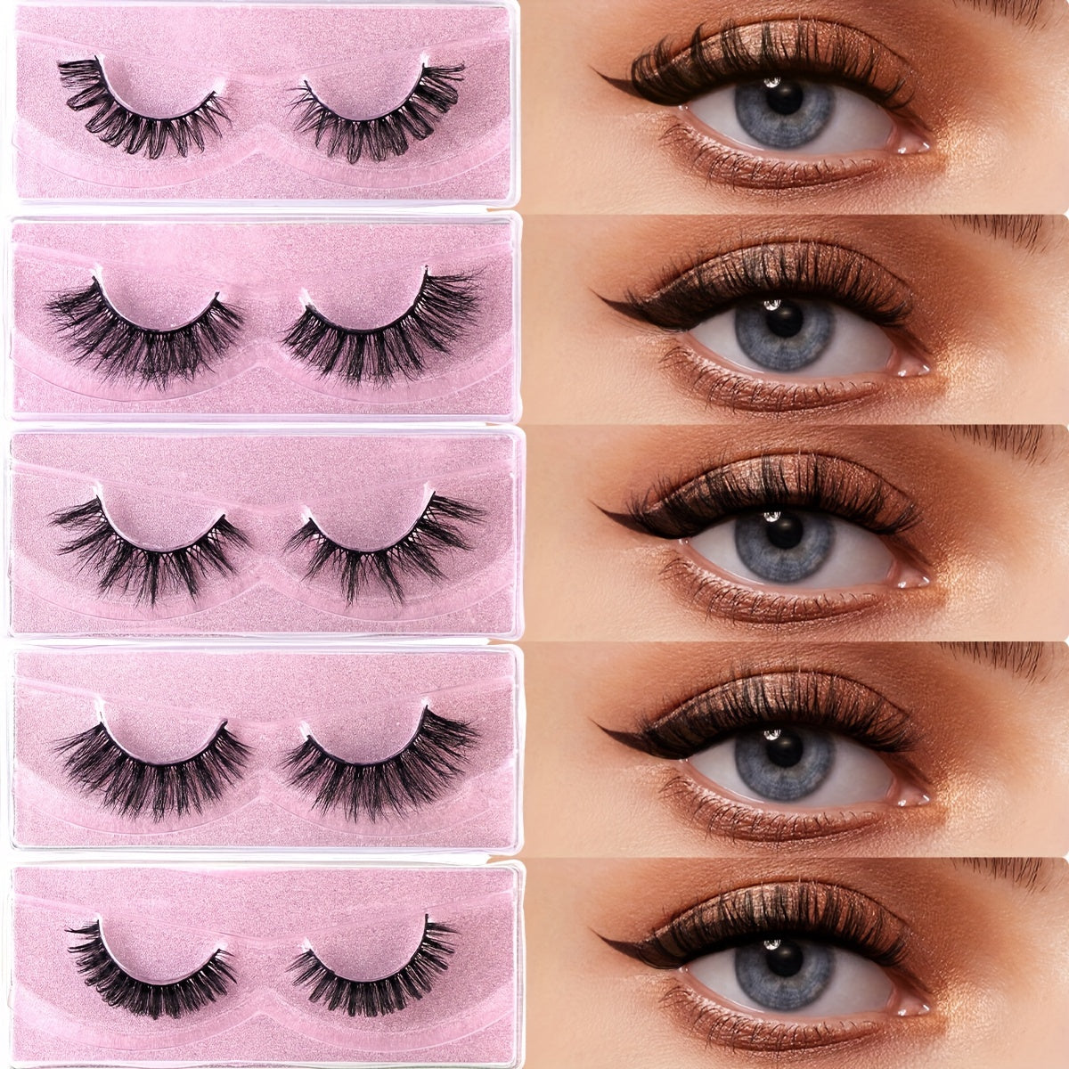100 Pairs of 3D Mink False Eyelashes Set - Natural, Lengthy, Fluffy, Curled, Dense Multi-Style Mixed Lengths for Daily Travel, Portable Cat Eye Eyelash Extension