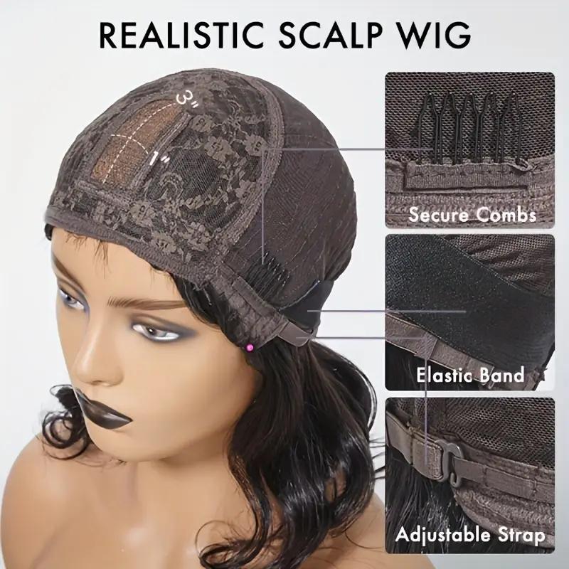 150% Density 100% Brazilian Virgin Human Hair Wig - Long Body Wavy with Bangs, Glueless Full Machine Made, Natural Black #1B - Perfect Gift for Women, New Year, Birthday & Valentine's Day