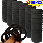 100pcs High Elastic Hair Bands For Girls, Black Hairband Rubber Ties Ponytail Holder Scrunchies Kids Hair Accessories, Ideal choice for Gifts