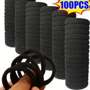 100pcs High Elastic Hair Bands For Girls, Black Hairband Rubber Ties Ponytail Holder Scrunchies Kids Hair Accessories, Ideal choice for Gifts