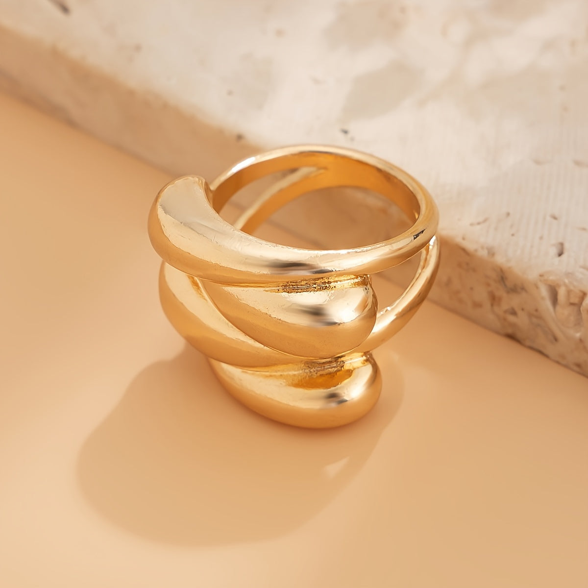 4pcs Geometric Irregular Ring & Bracelet Set, Fashionable Alloy Jewelry for Women, UV-Plated, Street Style, Minimalist Design, All-Season Wear for Daily & Party