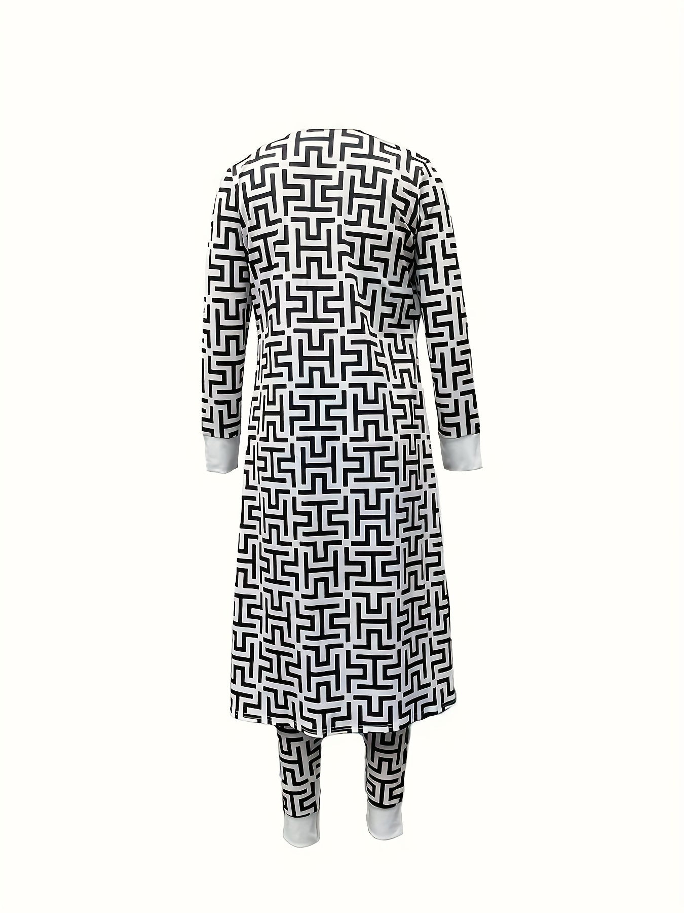 Three-Piece Set with All-Over Print, Featuring a Cropped Tank Top, Fitted Pants, And a Long-Sleeve Cardigan, Women'S Clothing, Sleepwear.