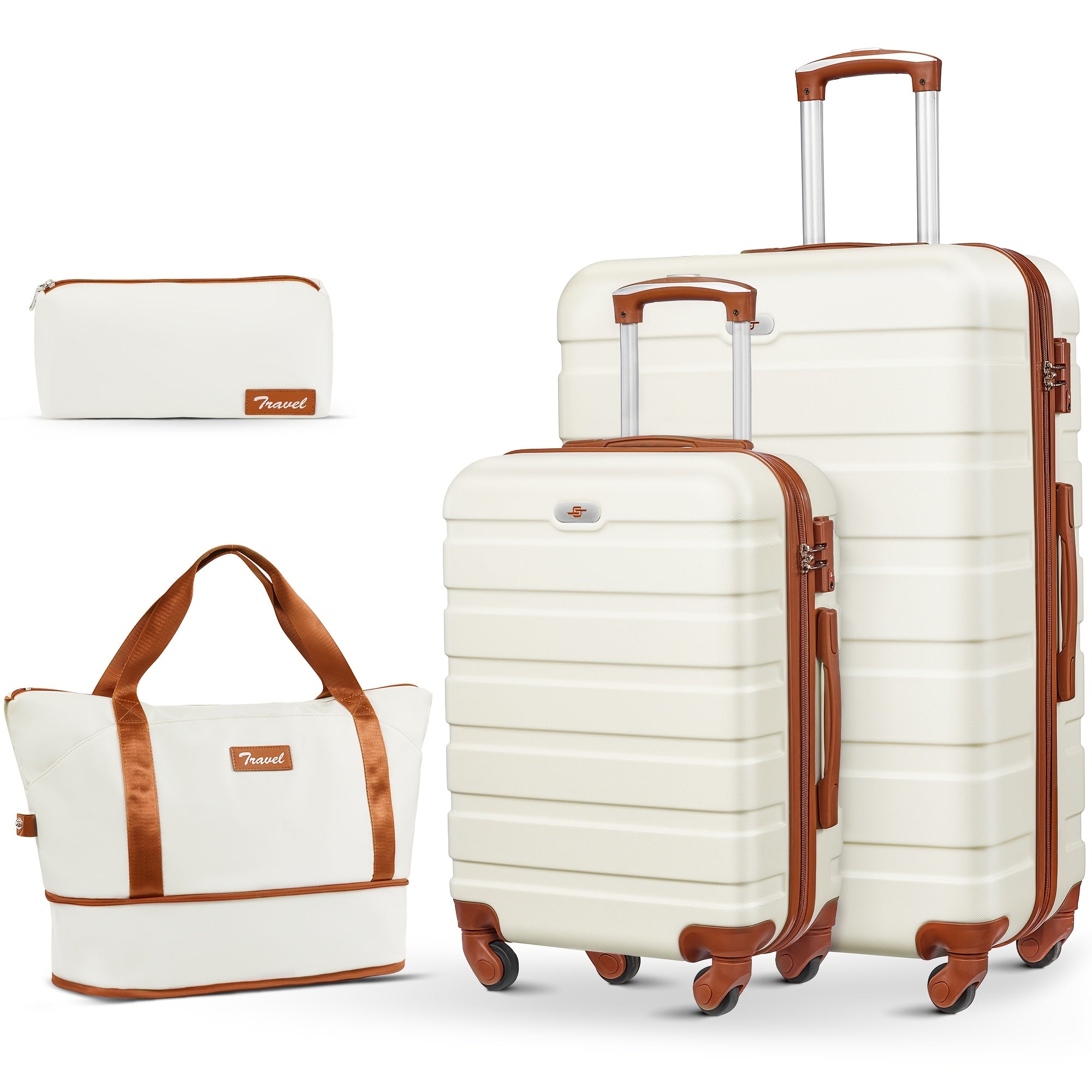 Luggage Suitcase Sets with Expandable Duffle Bags and Cosmetic Case Travel Set, Hardshell Lightweight Carry on and Checked Luggage with Spinner Wheels and TSA Lock