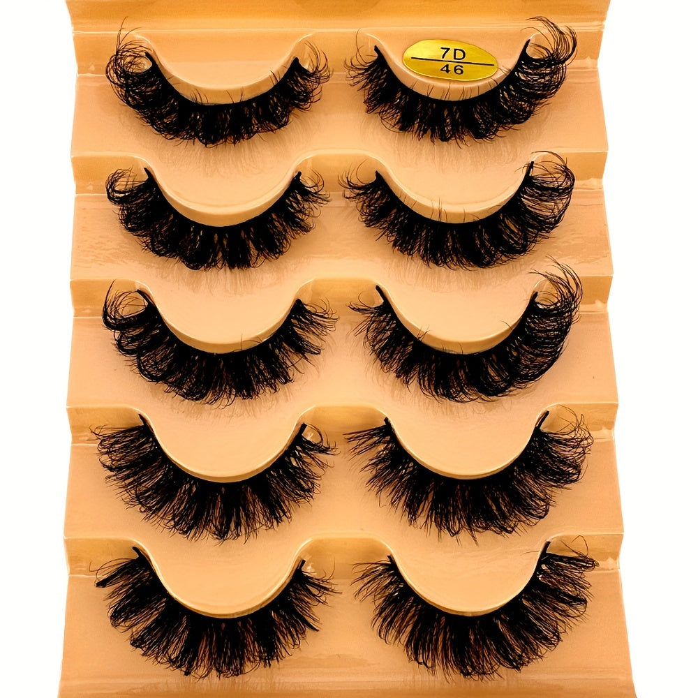 5 Pairs Cat Eye Eyelashes 3D Natural False Lashes D Curling Fluffy Soft Cross Manga Lashes Wispy Natural Eyelash Extension Makeup