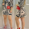 Elegant Women's Geometric Pattern Dress - Chic Square Neck, Half Sleeve, Bodycon Mini in Black & White - Polyester, Non-Stretch, Machine Washable for Spring/Summer/Fall Fashion