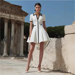 Black-trimmed Dress With A White Zipper Design