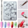 Mini Tofu Block Nail Art Sponge Set – Non-Absorbent Gel Gradient Blender with Nail Claw Grabber Pen Tool, Formaldehyde-Free Nail Accessories Kit