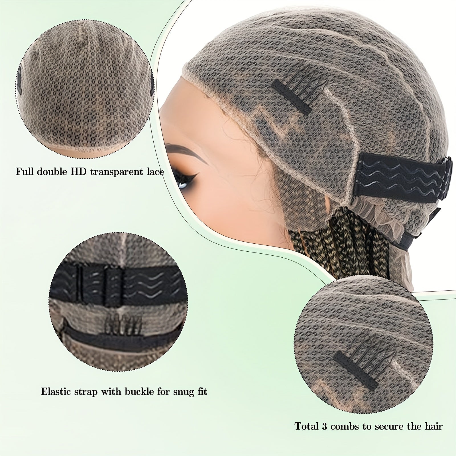 28" Knotless Braided Wigs for Women Box Braids Lace Frontal Wig with Full Double Lace Front Braid Wig Blended Ombre Brown Hand Braid Wigs