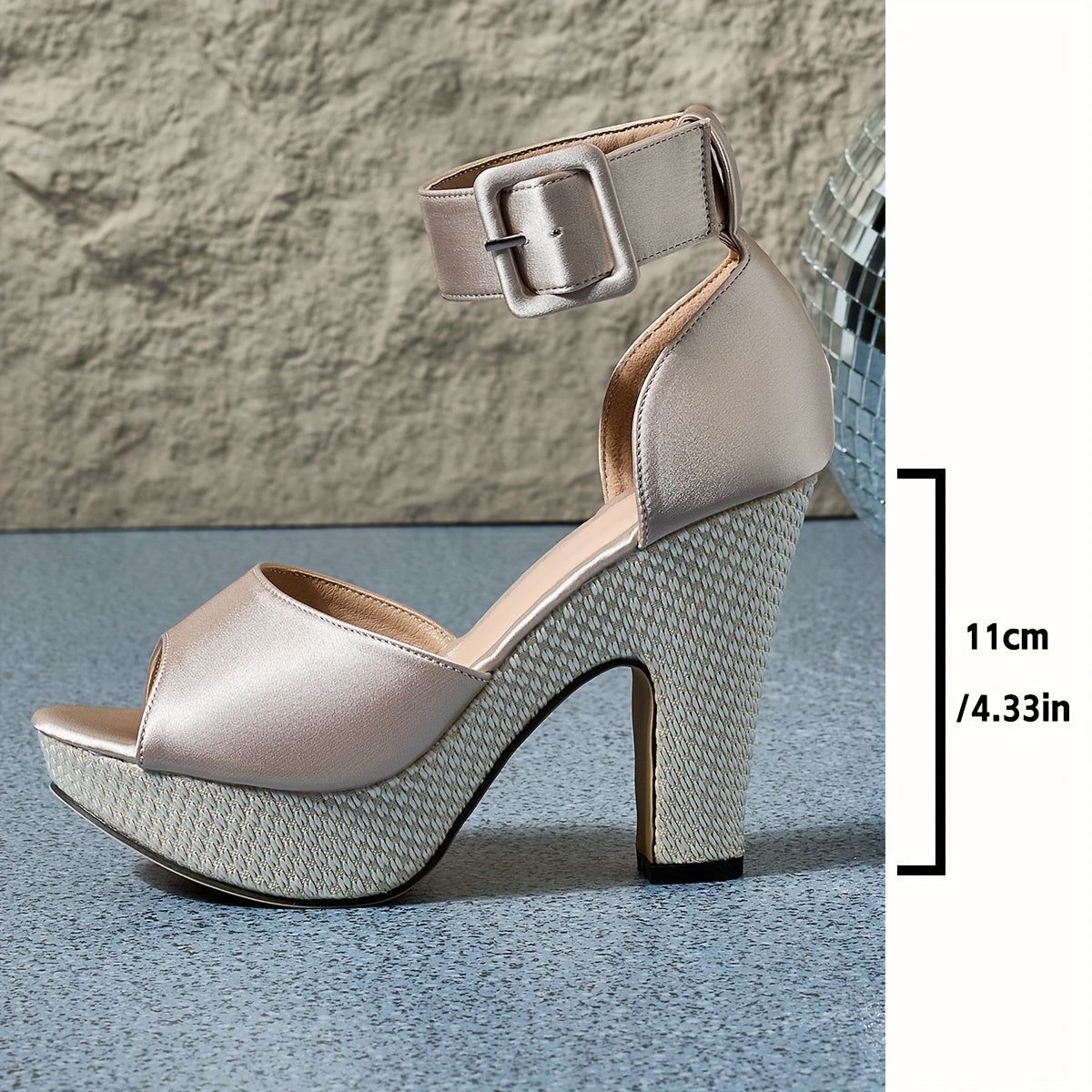 Women's fish mouth thick high heels platform. Beautiful satin European version of versatile travel, fashionable high thick heels for shopping
