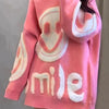 Chic joyful Face Jacquard Sweater for Women - Cozy Long Sleeve Crew Neck Pullover, Perfect for Fall/Winter - Soft & Warm - For Women - Suitable for Fall/Winter - Great Gift for Birthday & Holidays