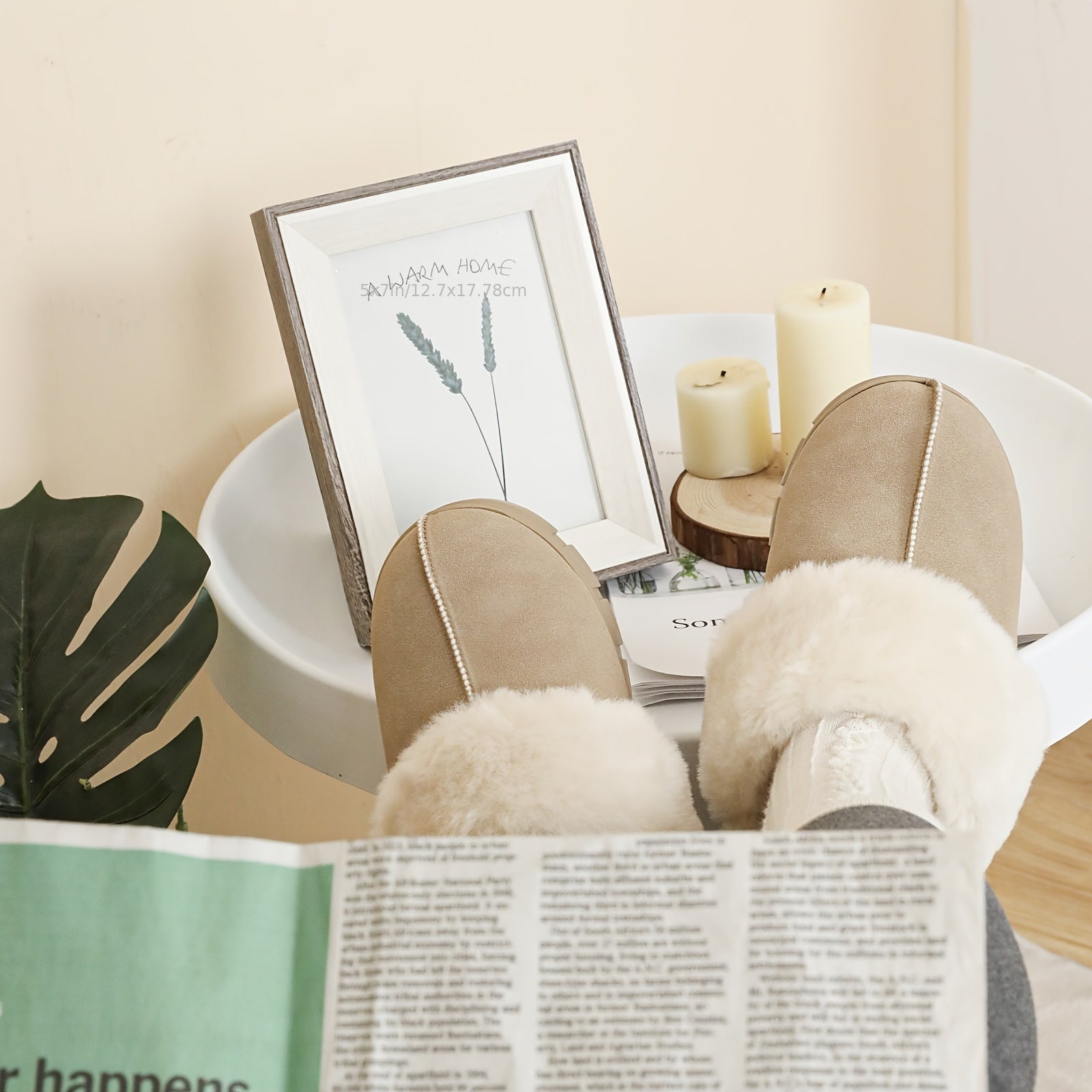 Cozy Fuzzy Slippers for Women - Soft Suede Memory Foam House Shoes with Faux Fur Lining for Indoor Outdoor Comfort - Warm and Plush Winter Slippers