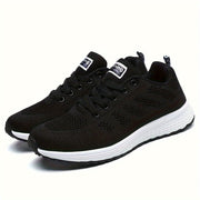 Women's Letter Graphic Lace-up Walking Shoes, Mesh Breathable Athletic Sneakers For Tennis Fitness Gym