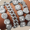 4pcs Set Golden Bracelet Women Girls Silvery Cluster Tennis Bracelet Women Heart Round Cuban Bracelet Layered Link Bracelet Set Fashion Jewelry Women Girls Gift Set