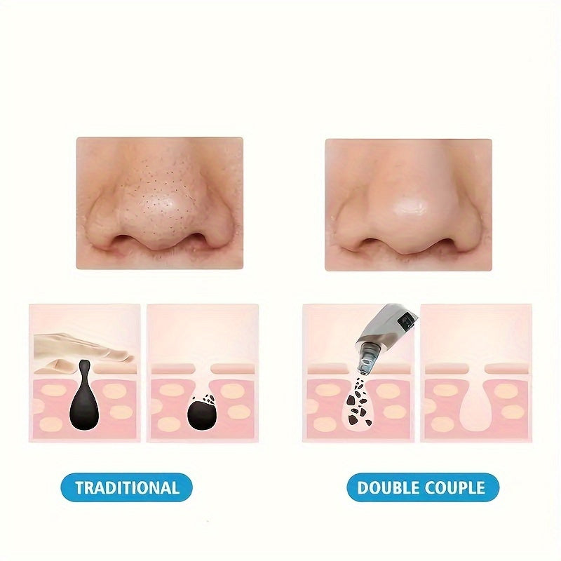 1pc Rechargeable Blackhead Vacuum with 5 Probes - Portable Deep Cleansing Facial Care Device for Gentle & Safe Pore Cleanser, USB Charging, Ergonomic Design, Skin Cleansing Vacuum | Sleek Blackhead | Multiuse Probes