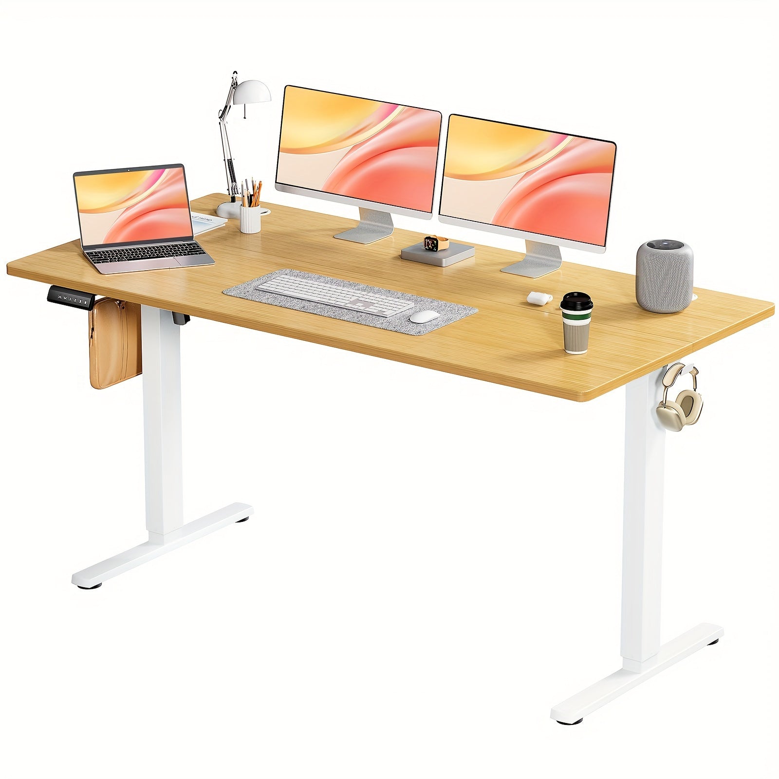 Height Adjustable Electric Standing Desk - 40/48/55/63 Inch Motorized Lift Computer Task Table with Spacious Workspace - Ergonomic Rising Desk for Office and Home with 4 Color Options