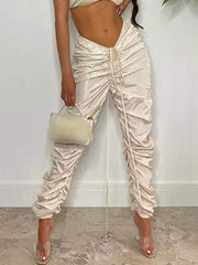 Ruched Pants for Women, Casual Trendy Trousers