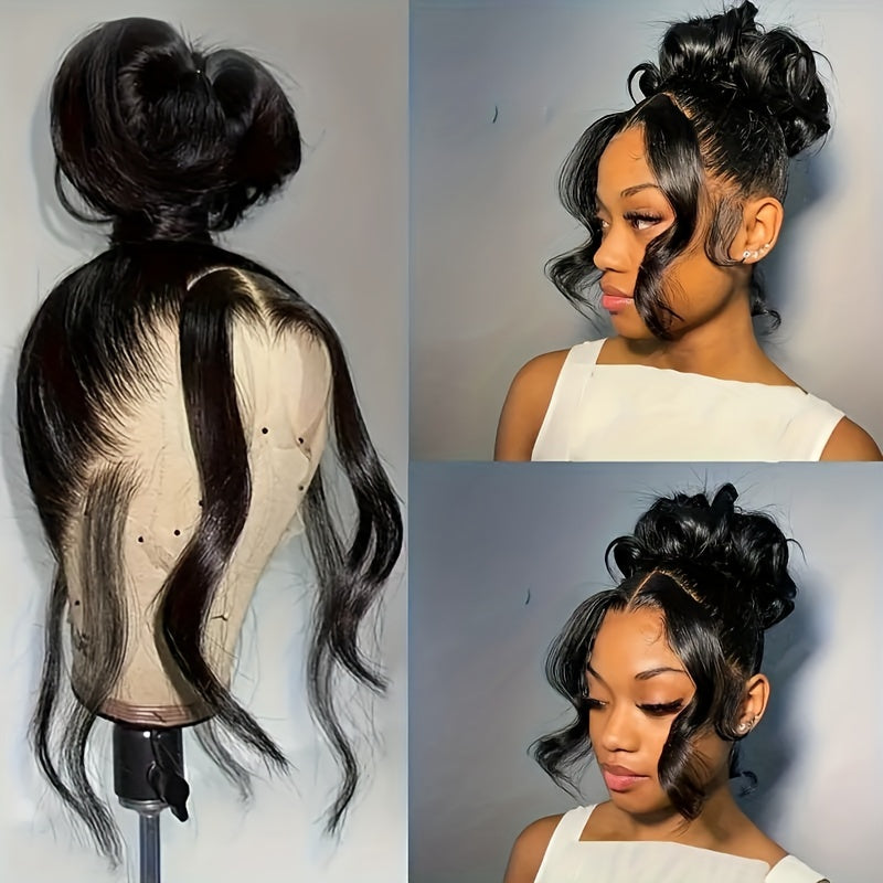 360 Lace Front Wig for Women - Pre-Plucked Human Hair, Body Wave with Baby Hair, Natural Color, 250% Density, Full HD Lace Coverage, Elegant Style for African American Women