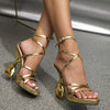 Women'S Elegant Golden-Tone Strappy Sandals with Buckle Closure - Perfect for Parties and Formal Events, Formal Footwear | Elegant Strappy Sandals | Synthetic Cover Sandals
