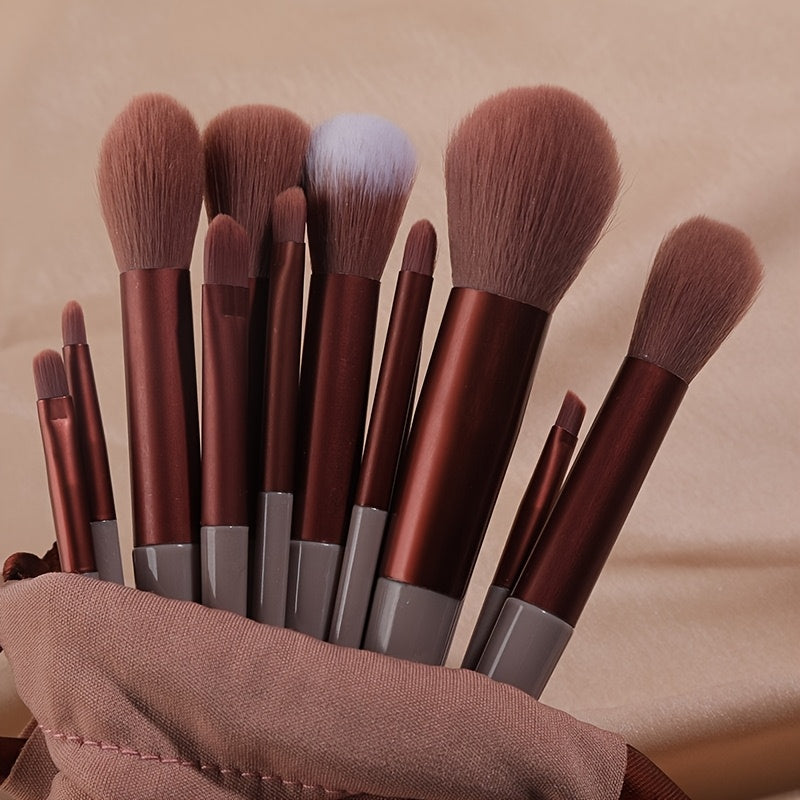 13pcss Makeup Brushes Makeup Kit, Foundation Brush Eyeshadow Brush Make Up Brushes Set (Reddish Brown, 13pcs Set) Birthday And Valentine'S Day Easter Gifts