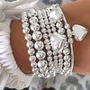 Set Of 7 Simple And Exaggerated CCB Beaded Heart Bracelets For Ladies, Suitable For Vacation Dates, Gifts, And Daily Party Outfits.