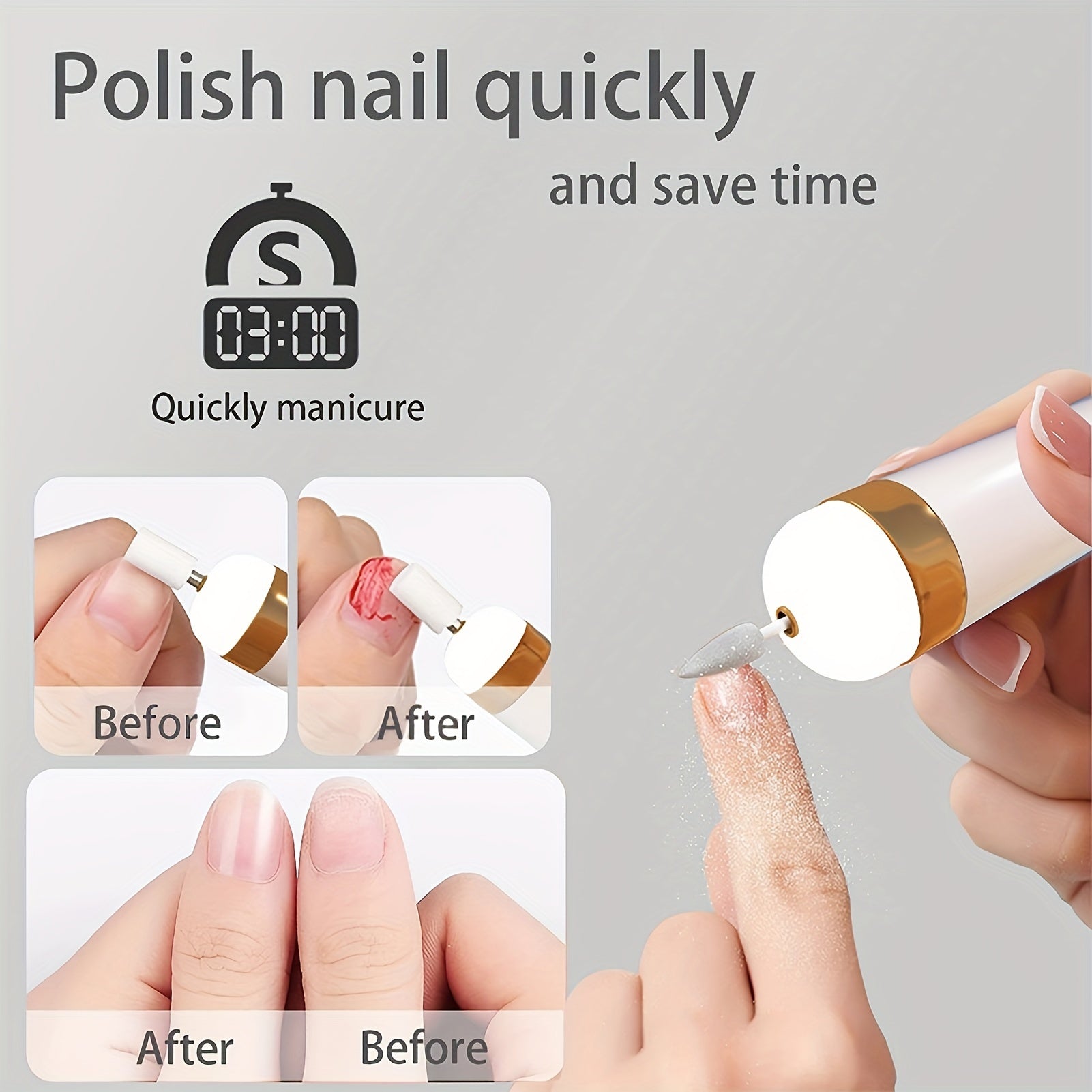 5-in-1 Electric Nail Polisher Pen - USB Rechargeable, Low Noise, Professional Manicure & Pedicure Kit for Hands, Feet & Nails