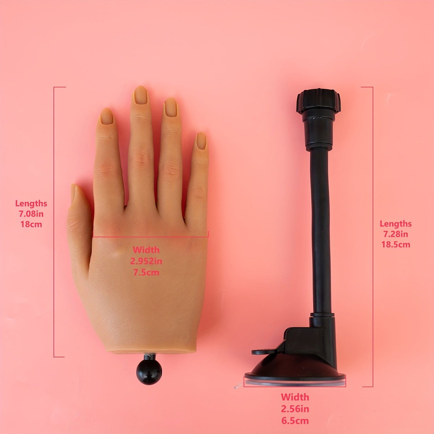 Nail Silicone Practice Hand For Acrylic Nails Training Fake Hand Nail Art Practice Tools Hand Tattooed Nail Jewelry Showcase Supplies Manicure Beginners