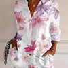 Women'S Floral Print Blouse | Lightweight Polyester | Button-Up with Lapel Collar | Pastel Pink, Purple & White Flowers | Machine Washable | Spring/Summer Fashion Top for Casual or Dressy Occasions, Ladies Blouses