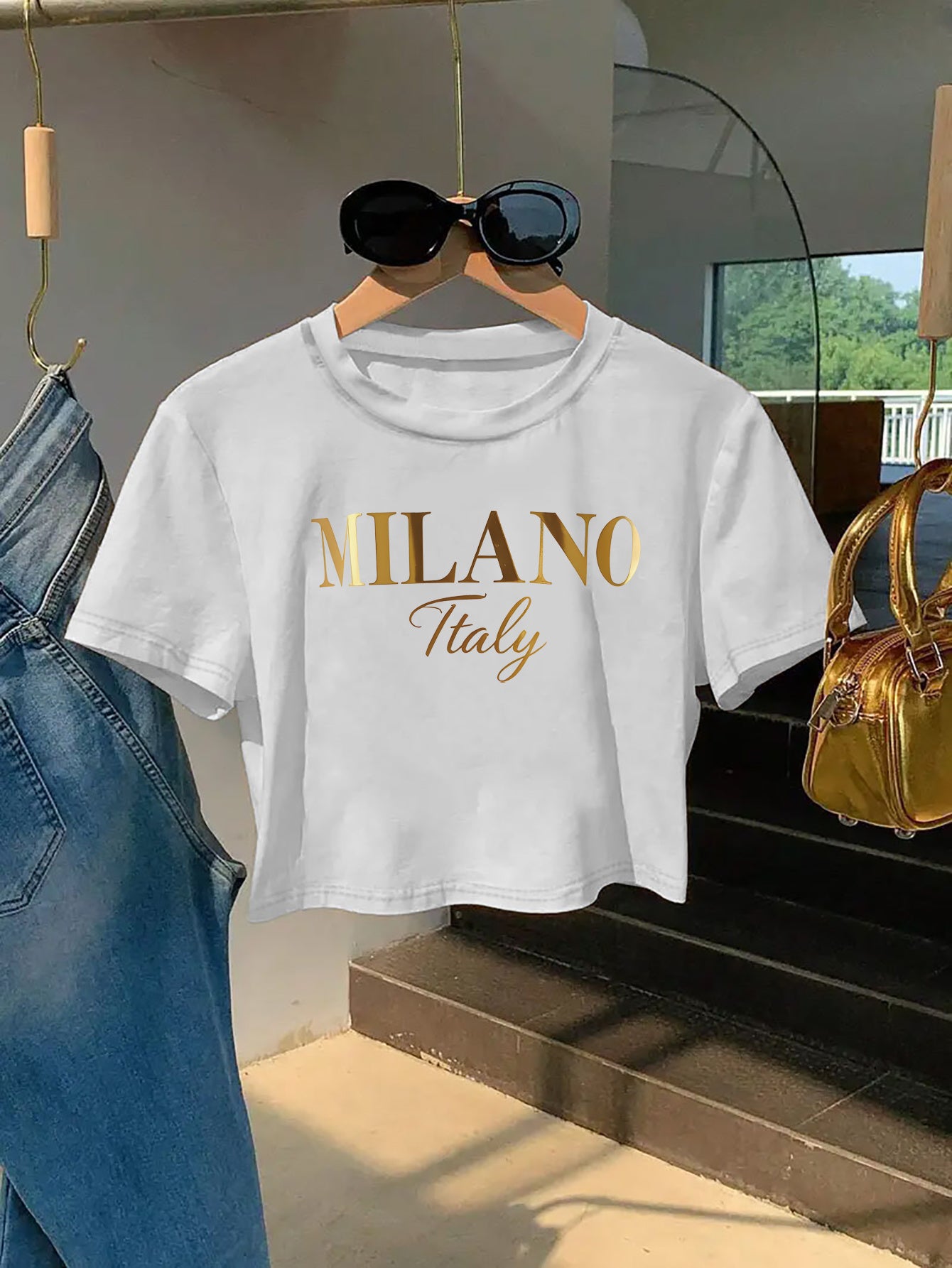 Milano Italy Graphic Tee for Women - Y2K Style, Soft & Comfortable Short Sleeve T-Shirt, Fashionable Letter Print Design, Perfect for Spring/Summer, Casual Wear Tee | Y2K Fashion | Soft Texture Tee