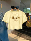 Milano Italy Graphic Tee for Women - Y2K Style, Soft & Comfortable Short Sleeve T-Shirt, Fashionable Letter Print Design, Perfect for Spring/Summer, Casual Wear Tee | Y2K Fashion | Soft Texture Tee