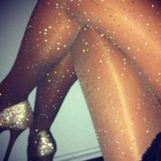 1 Pair Women'S Sparkling Rhinestone Sheer Pantyhose - Sexy Transparent Stockings, Polyester Blend, Solid Color, All-Season Hosiery for Adults