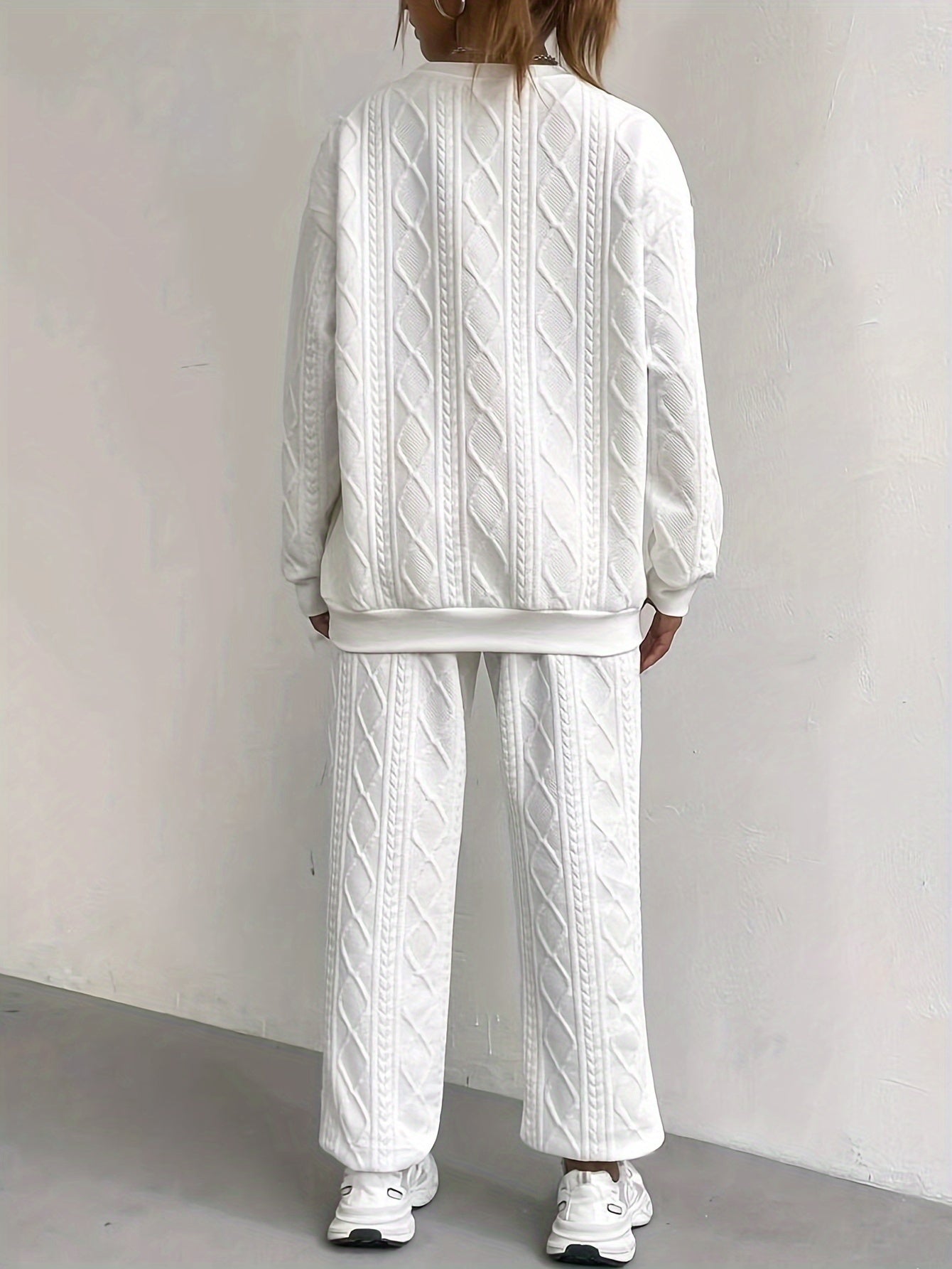 two-piece Women's Letter Print Matching Sweatshirt & Sweatpants Set, Casual Long Sleeve Crew Neck Sweatshirt & Sporty Joggers Outfit