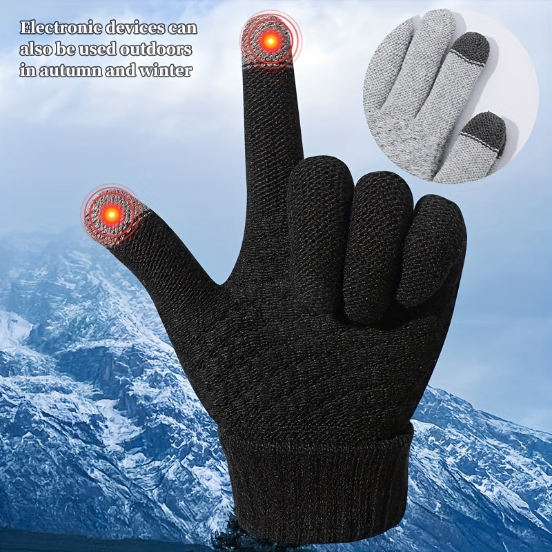 A Pair of Women'S Winter Outdoor Touchscreen Gloves That Are Warm, Thick, And Plush, Suitable for Driving And Cycling in Cold Weather. These Stylish And Versatile Gloves Are Perfect for Couples During The Winter Season, Ideal