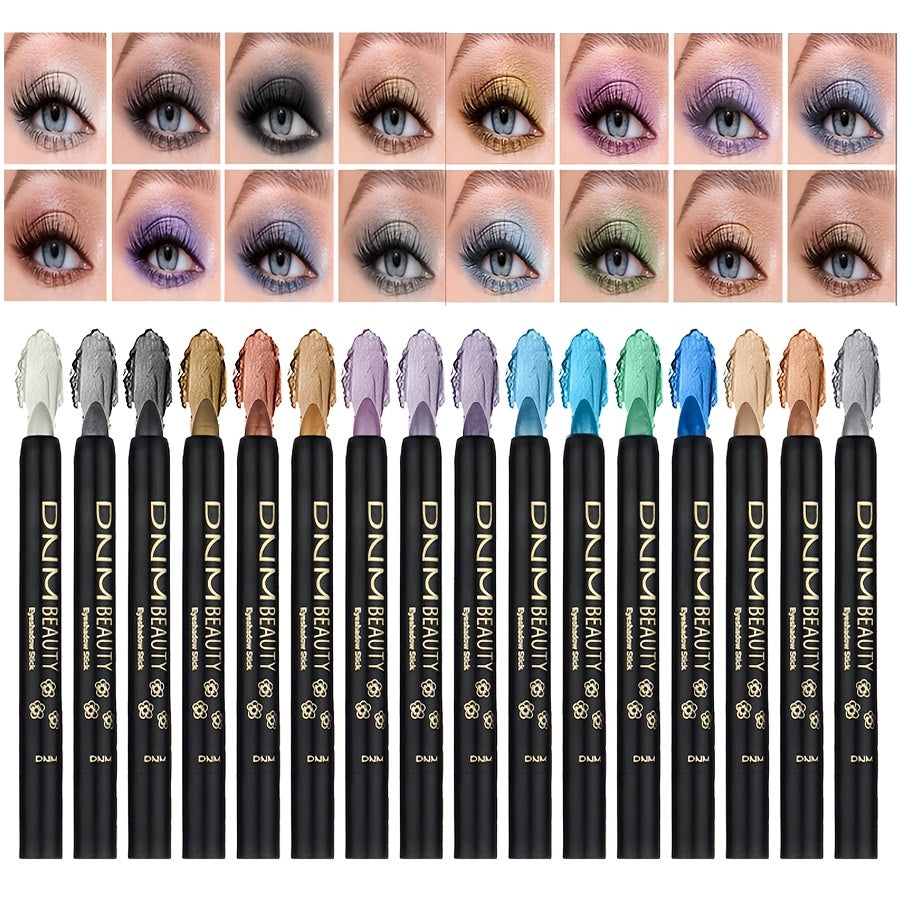 [makeup x Easter]16-Color Pearlescent Eyeshadow & Highlighter Set - Waterproof, Long-Lasting Eye Makeup in Shimmering Browns, Corals, Blues, Golds, Blacks & More - Perfect for Beginners & Versatile Occasions